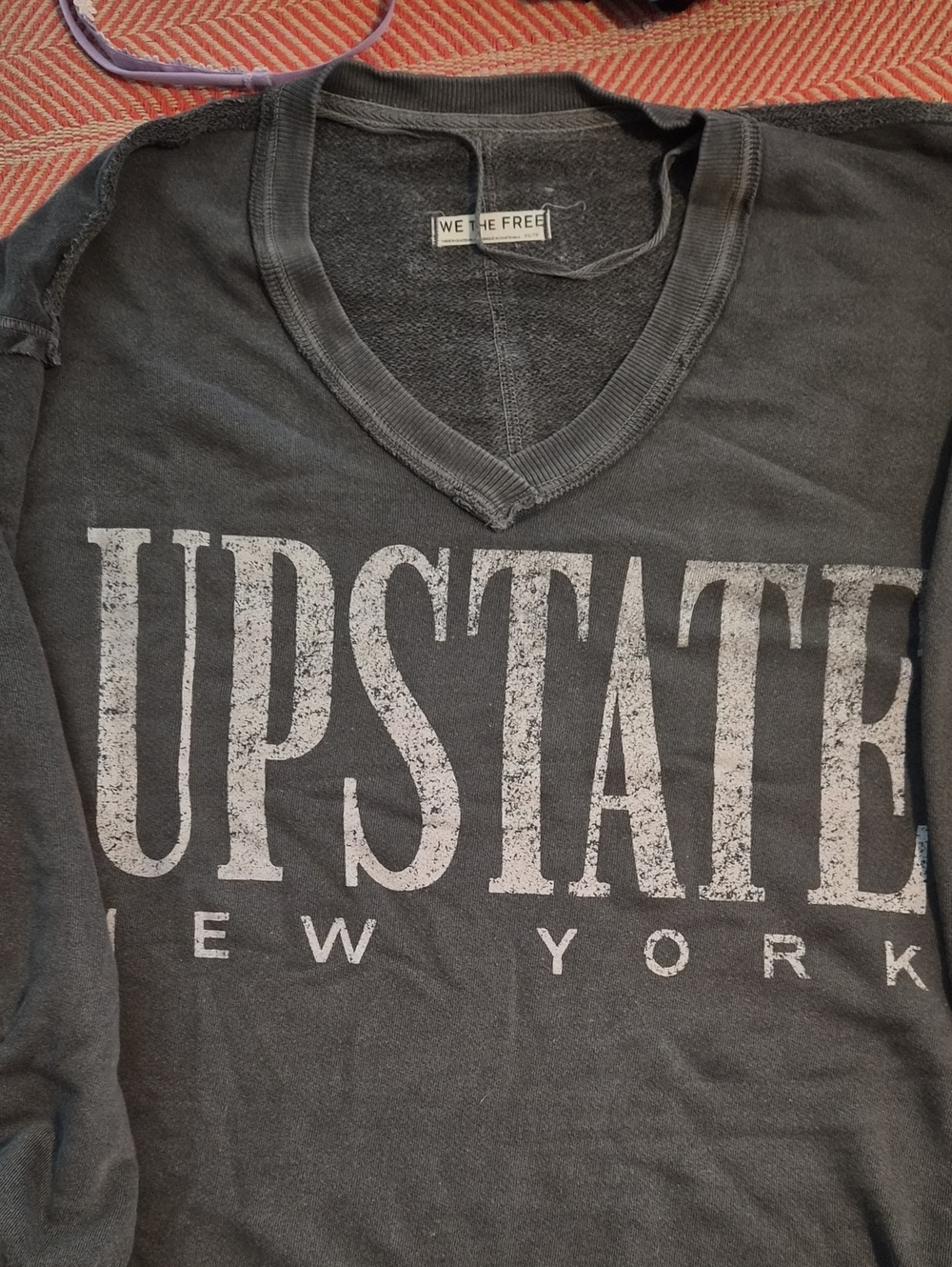 We The Free Women's Charcoal 'UPSTATE NEW YORK' V‑Neck Sweatshirt